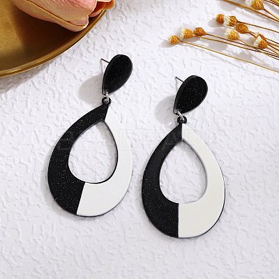 Acrylic Stripe Dangle Stud Earrings FS-WG5637F-02-1