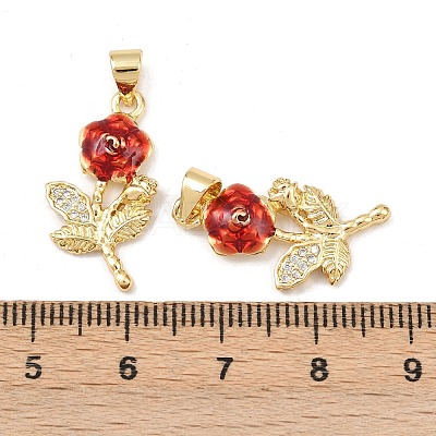 Brass Enamel Cubic Zirconia Pendants KK-L251-27G-1