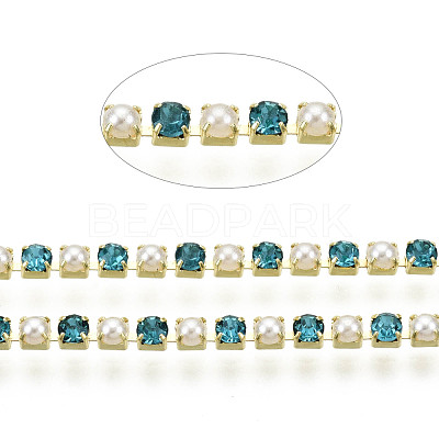 Brass Rhinestone Strass Chains CHC-N017-001A-A11-1