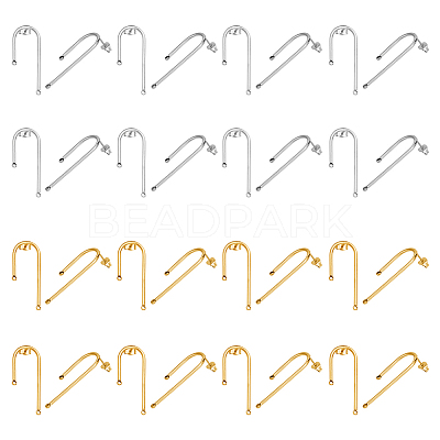 16 Pairs 2 Colors 304 Stainless Steel Arch Stud Earring Findings STAS-UN0047-91-1
