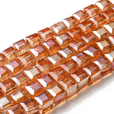 Electroplate Glass Beads Strands EGLA-D018-6x6mm-50-1