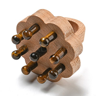 Natural Tiger Eye Scalp Massager AJEW-G058-02E-1