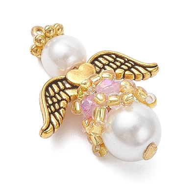 Pearlized Glass Pearl & Glass Pendants PALLOY-MZ00978-01-1
