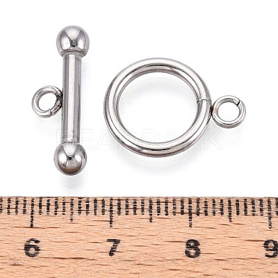 Non-Tarnish 304 Stainless Steel Ring Toggle Clasps STAS-A092-09I-P-1
