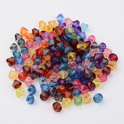 Faceted Bicone Transparent Acrylic Beads DBB14MM-1