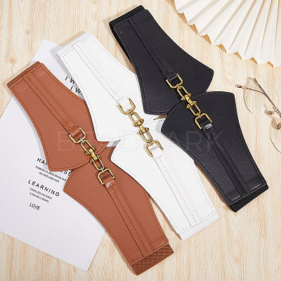 3Pcs 3 Colors Imitation Leather Elastic Corset Belts AJEW-GL0002-23-1