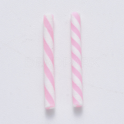 Christmas Candy Cane Handmade Polymer Clay Beads X-CLAY-R084-03-1