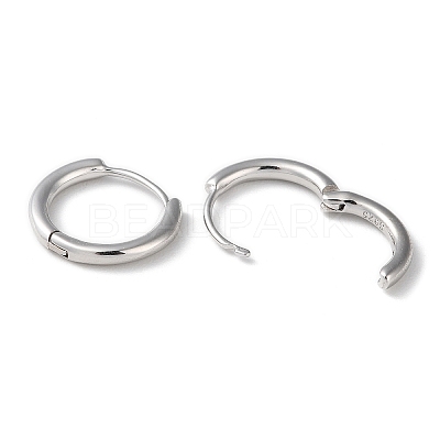 Anti-Tarnish Rhodium Plated 925 Sterling Silver Huggie Hoop Earrings STER-D016-03B-P-1