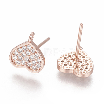 Brass Stud Earring Findings ZIRC-O034-20RG-1