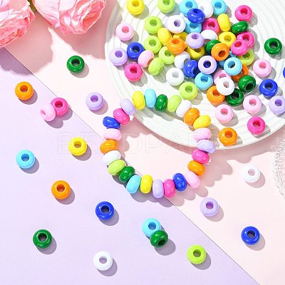 100Pcs 10 Colors Opaque Acrylic European Beads SACR-FS0001-51-1