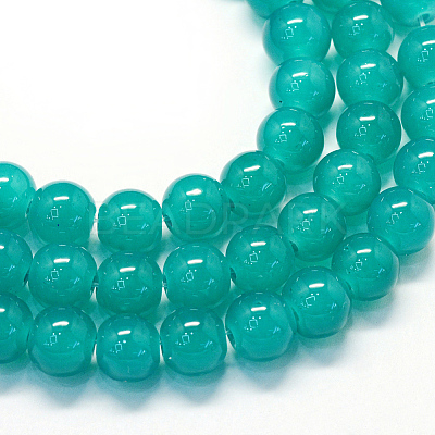 Baking Paint Imitation Jade Glass Round Bead Strands X-DGLA-Q021-10mm-07-1