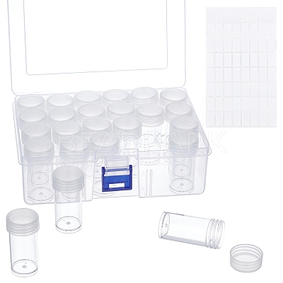 24pcs Column PP Plastic Stroage Bottles CON-WH0080-29-1