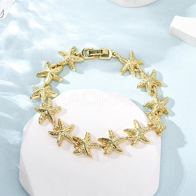 Brass Link Bracelets for Women BJEW-H209-01G-1