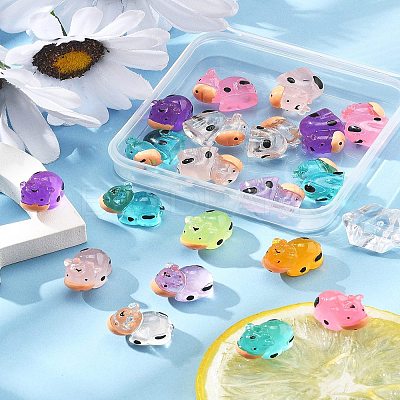20Pcs Translucent Resin Cute Cow Ornament RESI-FS0002-11-1