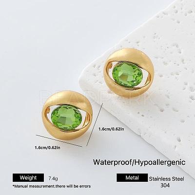 304 Stainless Steel Rhinestone Stud Earrings for Women OH3456-1-1