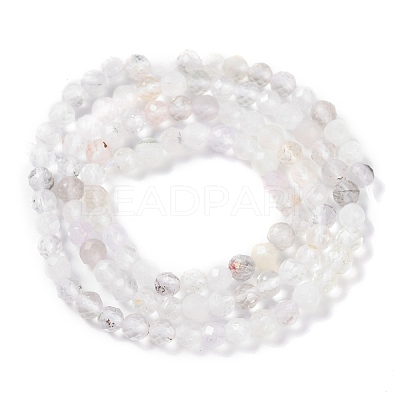Faceted Round Natural Quartz Crystal Bead Strands G-L411-30-4mm-01-1