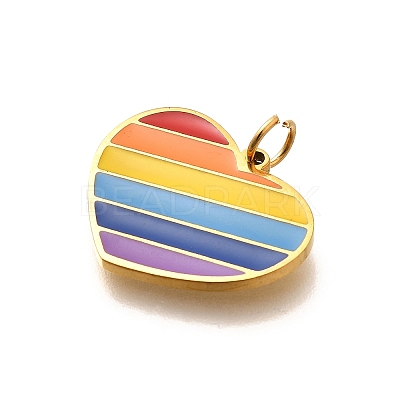 Pride 304 Stainless Steel Enamel Pendants STAS-B079-01G-14-1