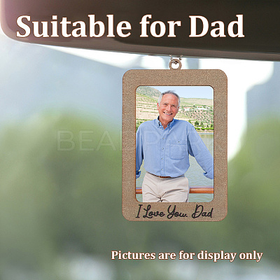Rectangle with Word I Love You Dad Wood Hanging Photo Frame HJEW-SP0001-19A-1