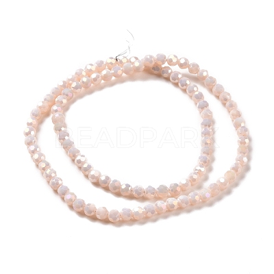 Faceted(32 Facets) Round Full Rainbow Plated Imitation Jade Electroplate Glass Beads Strands EGLA-J130-FR09-1