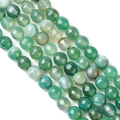 Natural Striped Agate/Banded Agate Beads Strands G-G581-8mm-12-1