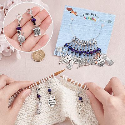 Knitting Theme Alloy Pendant Decorations HJEW-PH01541-1