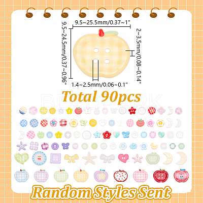9 Bags 9 Styles Plastic Buttons BUTT-AR0001-35-1