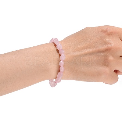 Natural Rose Quartz Bead Stretch Bracelets BJEW-K213-01-1