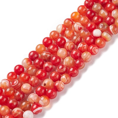 Natural Striped Agate/Banded Agate Bead Strands X-G-K155-A-10mm-05-1