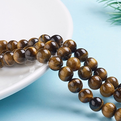 Round Tiger Eye Beads Strands Z0RQT013-1