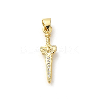 Rack Plating Brass Micro Pave Cubic Zirconia Pendants KK-Z086-52G-01-1