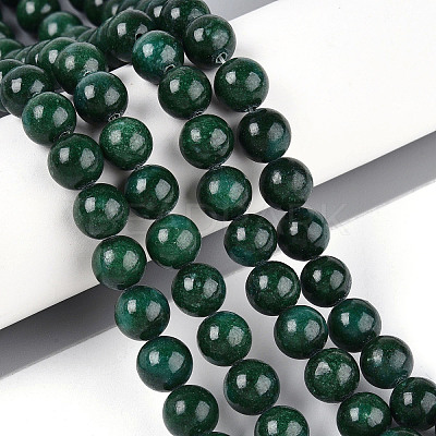Dyed Natural Mashan Jade Round Beads Strands G-T139-8mm-67F-1