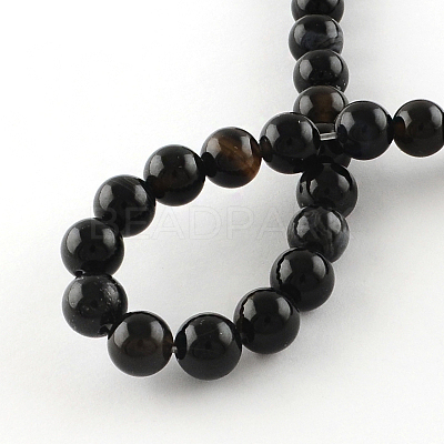 Natural Black Onyx Round Bead Strands G-R198-4mm-1