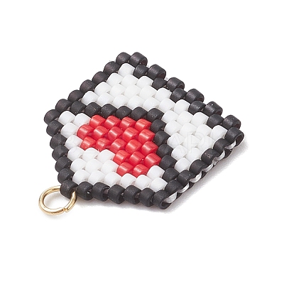 Beaded Heart Envelope Charms PALLOY-MZ01092-02-1