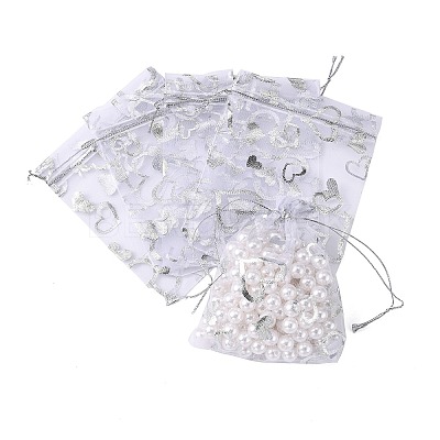 Heart Printed Organza Bags OP-R022-10x12-03-1