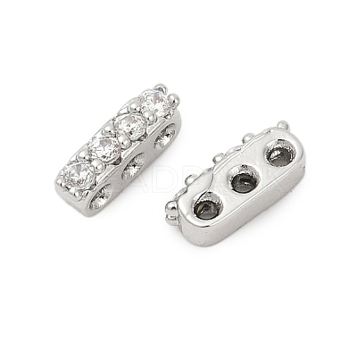 Brass Micro Pave Clear Cubic Zirconia Spacer Bars KK-P302-20P-1