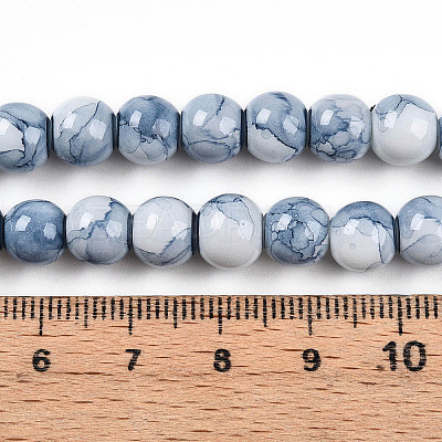 Baking Paint Glass Beads Strands X-DGLA-N003-8mm-C07-1