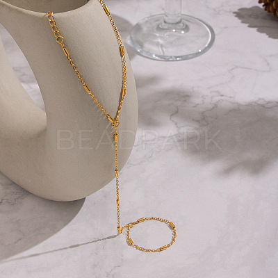 Minimalist Bamboo 304 Stainless Steel Link Ring Bracelets GG6478-1