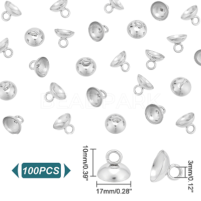 100Pcs 201 Stainless Steel Bead Cap Pendant Bails STAS-UN0042-25A-1