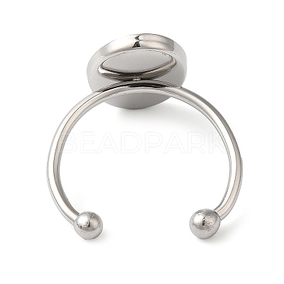 Non-Tarnish 304 Stainless Steel Open Cuff Ring Components X-STAS-I306-06B-P-1