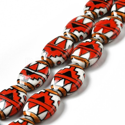 Handmade Printed Porcelain Beads PORC-F005-01E-1