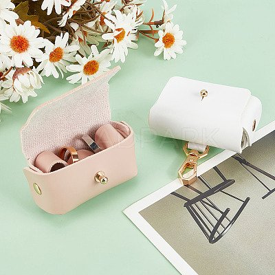 2Pcs 2 Colors PU Leather Pet Collar Couple Ring Boxes AJEW-DR0001-23-1