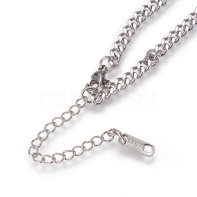 Non-Tarnish 304 Stainless Steel Split Initial Pendant Necklaces NJEW-L152-03N-1