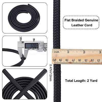 Flat Braided Leather Cord WL-WH0003-09B-1