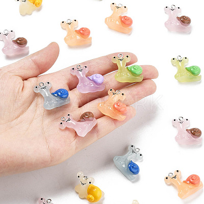 20Pcs Snail Resin Pendants RESI-FS0002-12-1