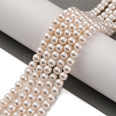 Baking Paint Pearlized Glass Pearl Round Bead Strands PEAR-H019-02A-02-1