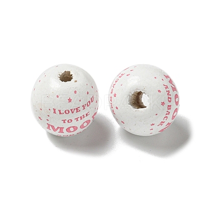 Printed Wood European Beads WOOD-G022-20B-1
