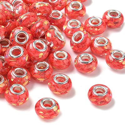 Transparent Resin Rondelle European Beads RESI-S023-30-1