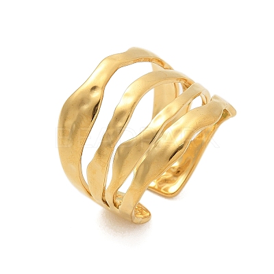 304 Stainless Steel Multilayer Open Cuff Rings for Women LS-RJEW-Z077-01G-05-1