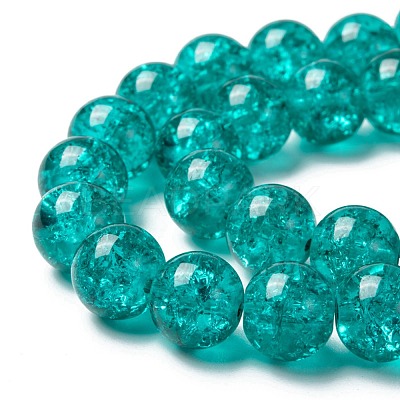 Spray Painted Crackle Glass Beads Strands CCG-Q001-8mm-15-1