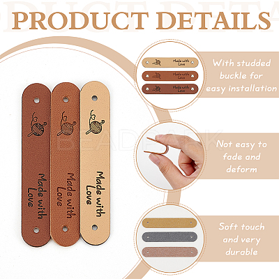 48 Sets 3 Colors PU Leather Clothing Blank Labels DIY-FG0005-83B-1